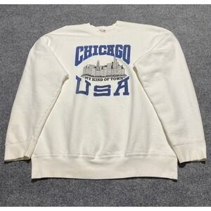 Vintage Chicago USA Sweatshirt Fruit of the Loom Heavy Cotton XL‎ White
